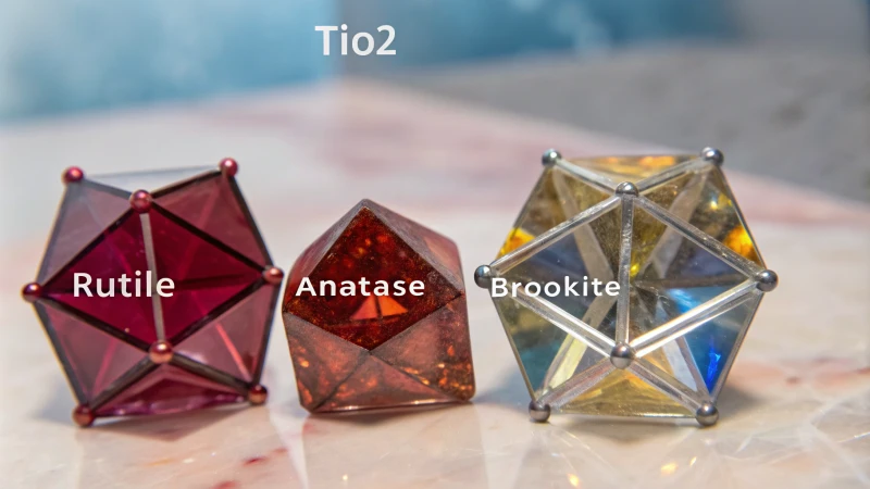 Illustration of three crystal structures of titanium dioxide