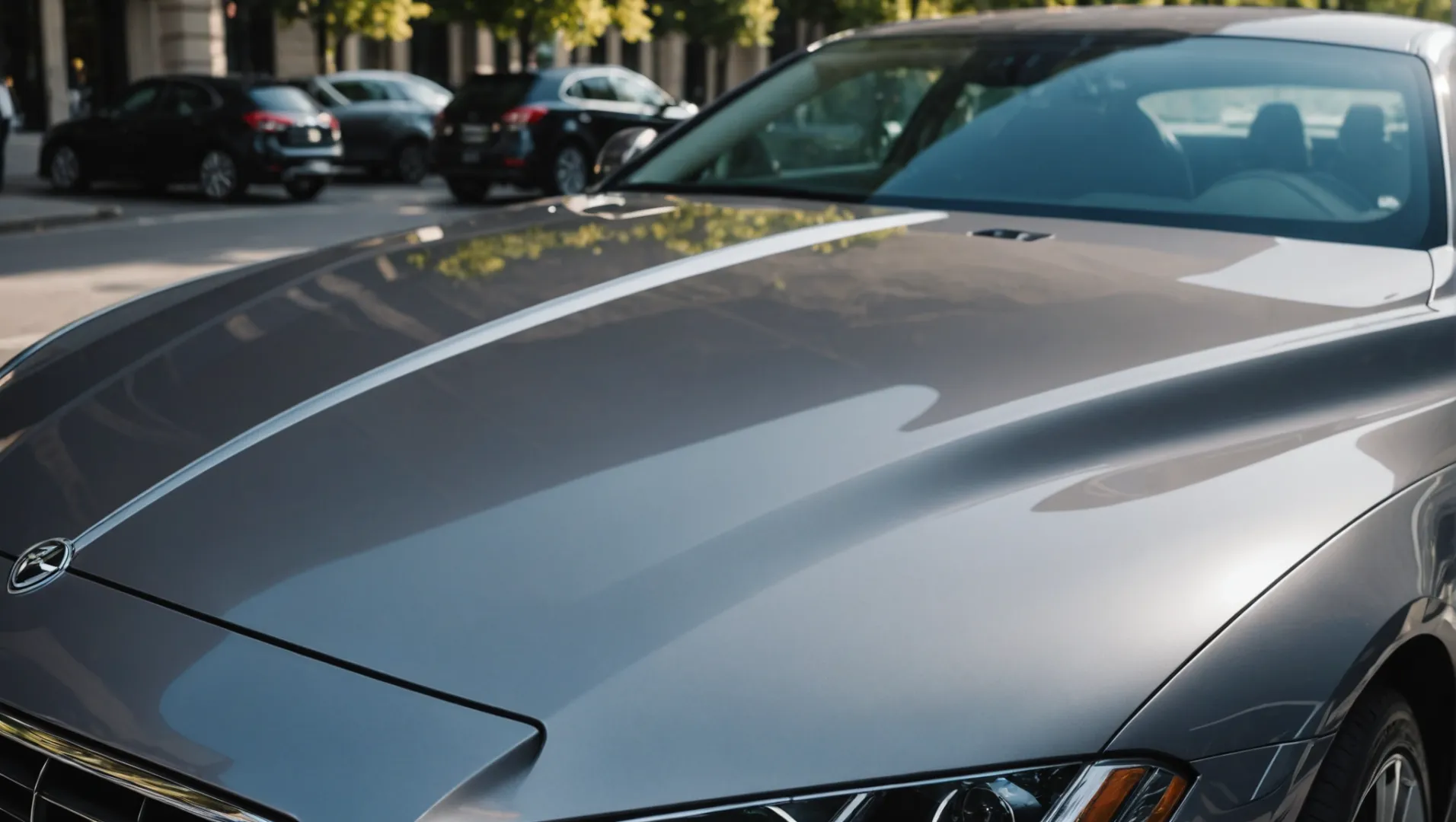 Close-up of a car's surface showcasing the glossy finish provided by titanium dioxide in its coating.