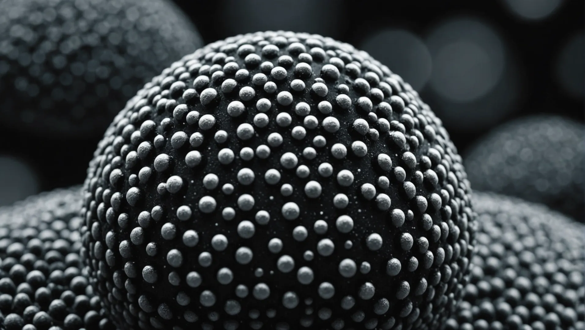 Cross-section of rubber with titanium dioxide particles enhancing its properties