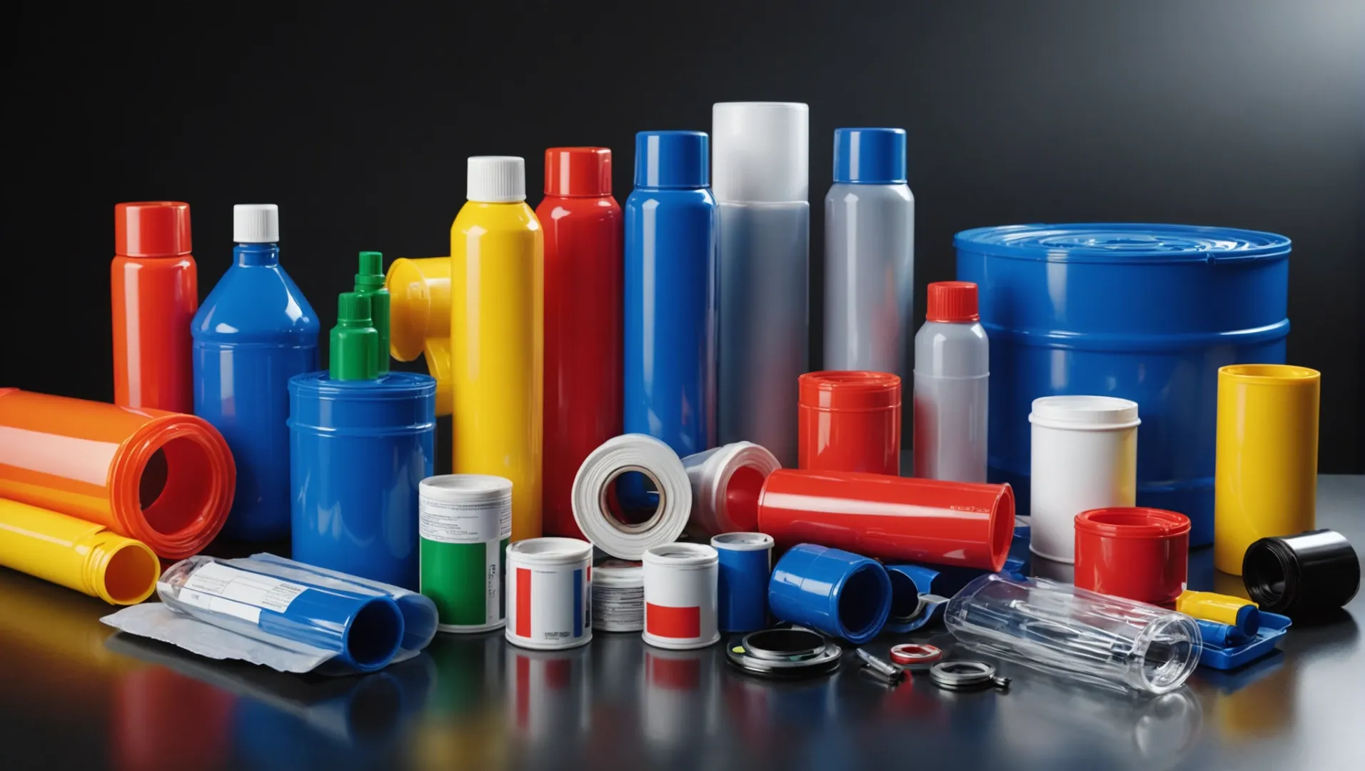 Various types of plastics with titanium dioxide.
