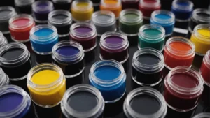 Close-up of vibrant ink colors with titanium dioxide pigment