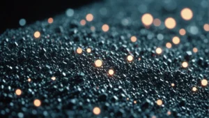Microscopic view of titanium dioxide particles embedded in plastic