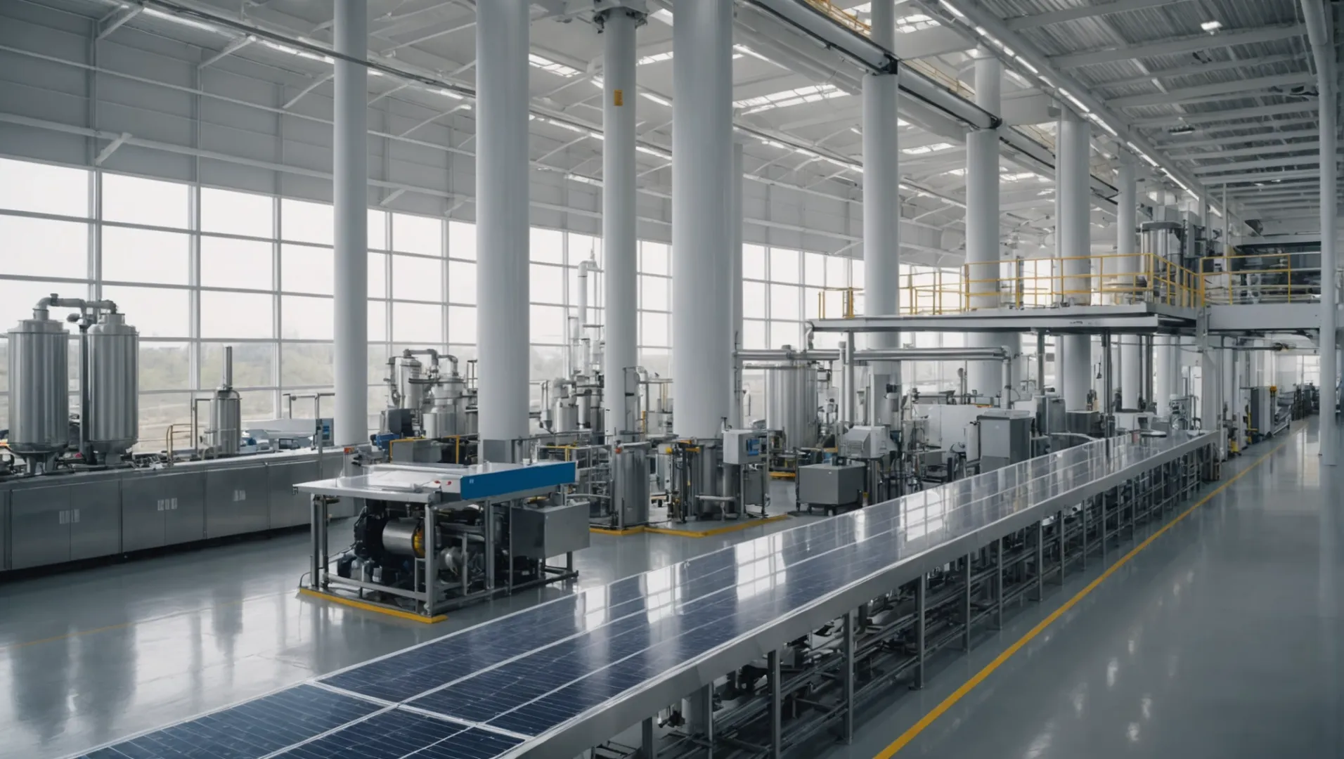 Factory with large titanium dioxide processing equipment and visible energy-efficient technologies