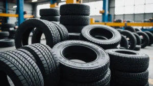 Close-up of rubber products enhanced with titanium dioxide