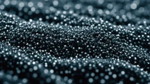 Close-up of synthetic fabric with titanium dioxide particles