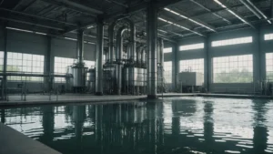 Water treatment plant with titanium dioxide photocatalyst components