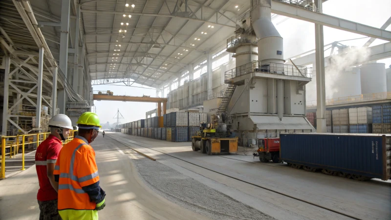 Workers in safety gear at a titanium dioxide production factory