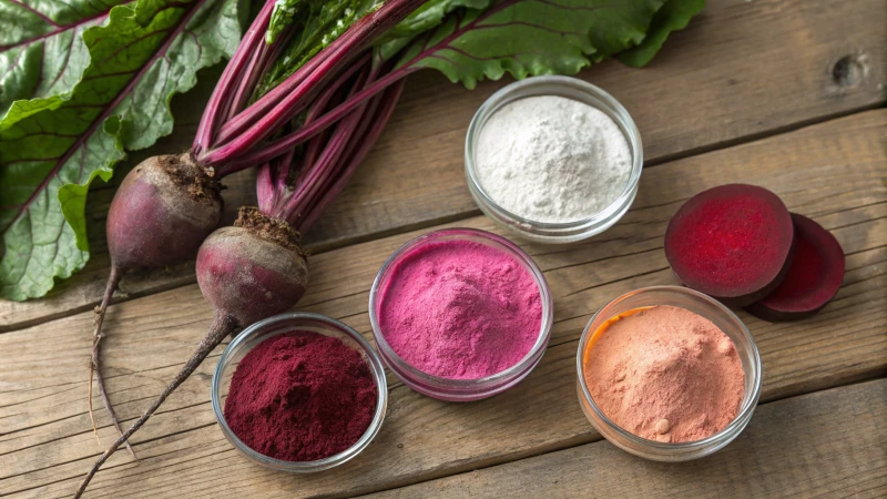 Flat lay of natural and synthetic alternatives to titanium dioxide