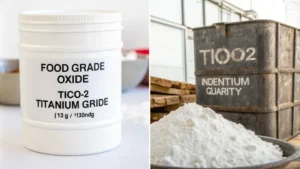 Comparison of food grade and industrial grade titanium dioxide containers
