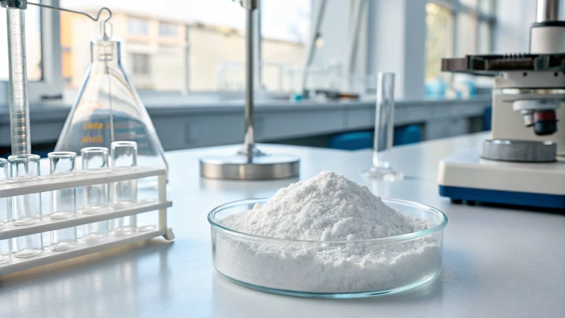 Laboratory scene with titanium dioxide powder
