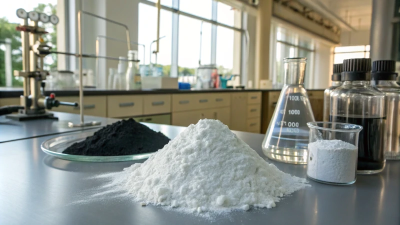 Laboratory scene showing pure titanium dioxide powder