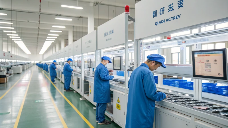 Workers inspecting products on a manufacturing floor