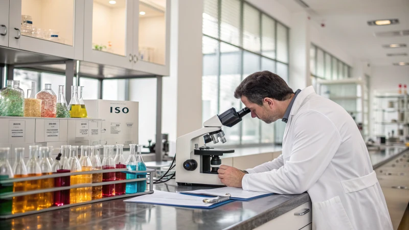A technician examining samples under a microscope in a modern laboratory
