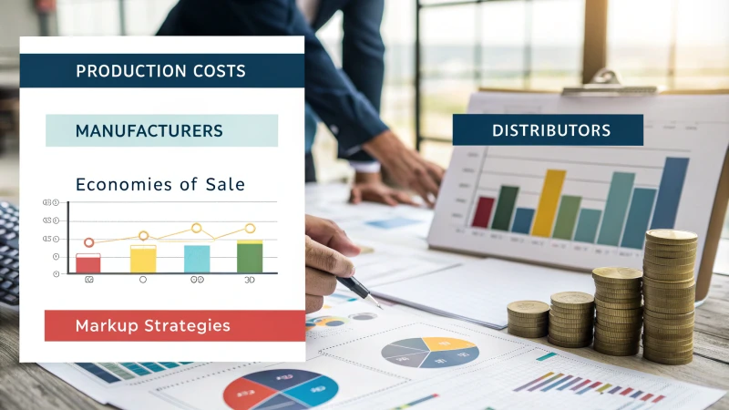 Infographic comparing pricing structures of manufacturers and distributors