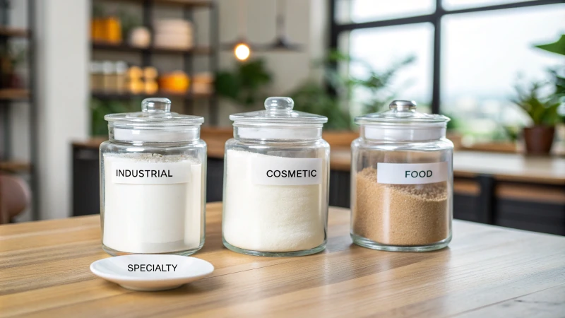 Display of titanium dioxide jars on a wooden table