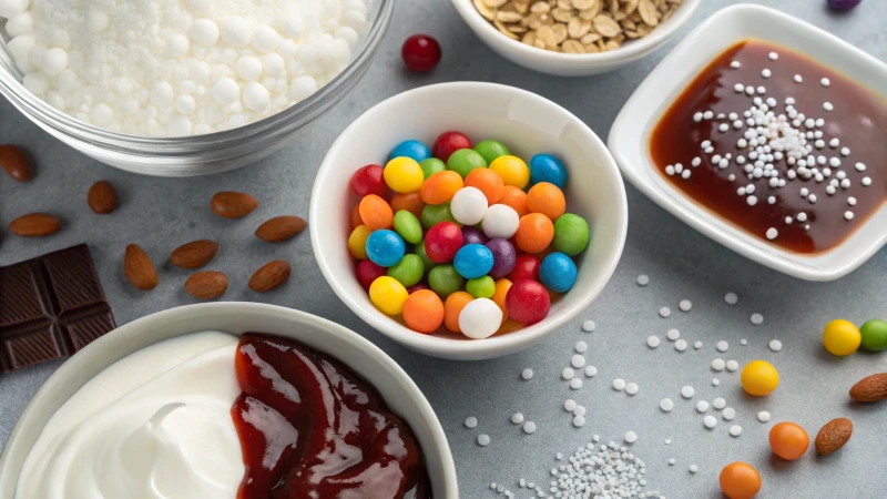 Titanium dioxide particles in various foods