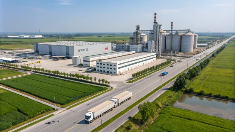 Aerial view of a titanium dioxide manufacturing facility