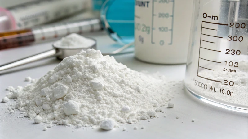 Close-up of titanium dioxide powder in a laboratory