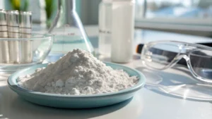 Close-up of titanium dioxide powder in a laboratory