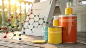 Illustration of titanium dioxide properties with paint and sunscreen