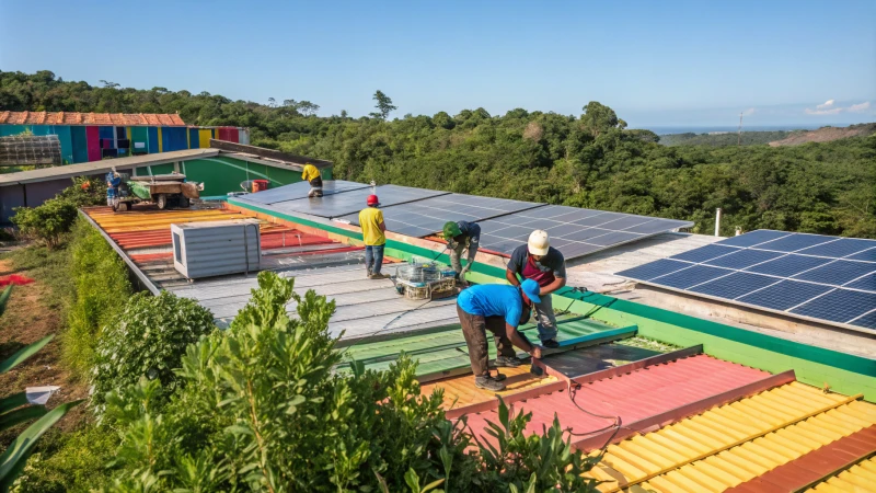 Construction site with workers applying coatings