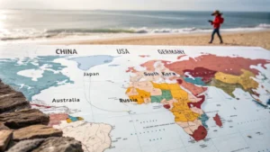 World map highlighting top titanium dioxide exporters