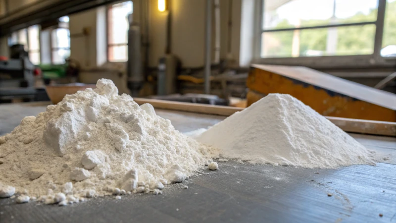 Two distinct powders: calcium carbonate and titanium dioxide