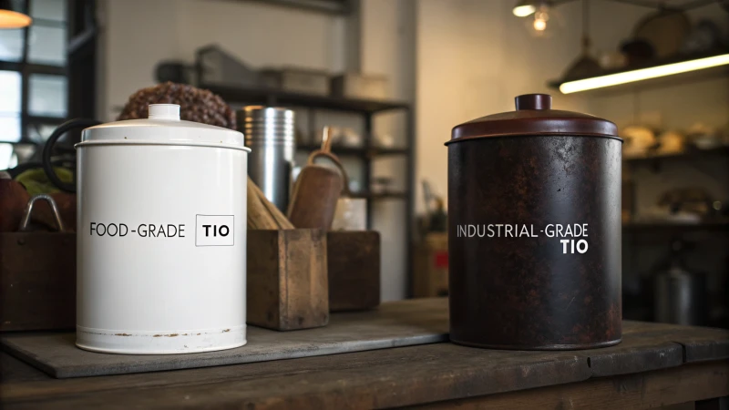 A comparison between food-grade and industrial-grade TiO₂ containers