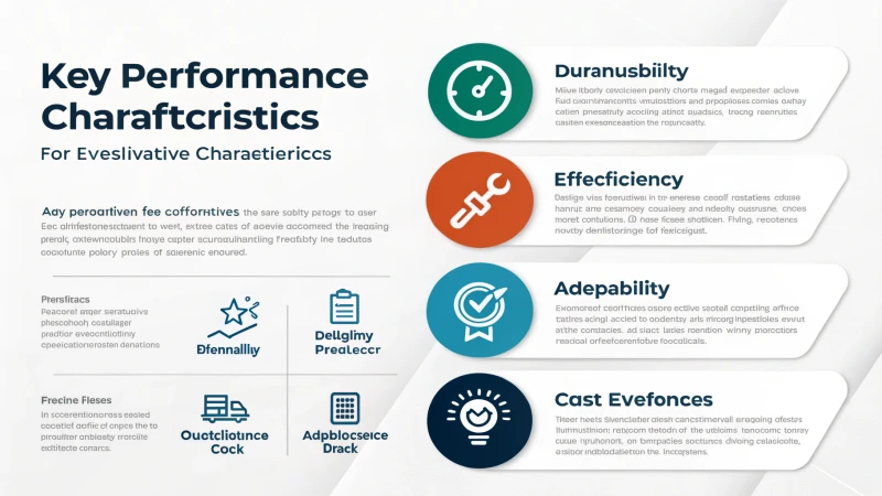 An infographic displaying key performance characteristics for product evaluation.