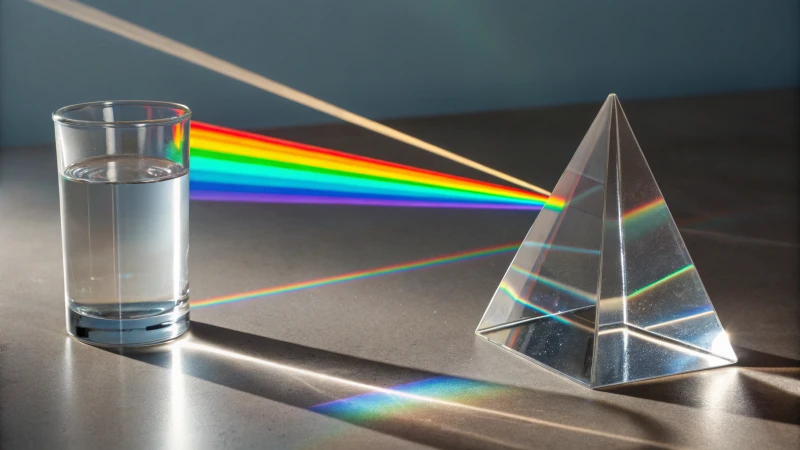 Illustration of light refraction through various mediums