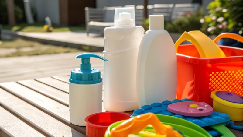 Close-up of durable plastic products with vibrant colors