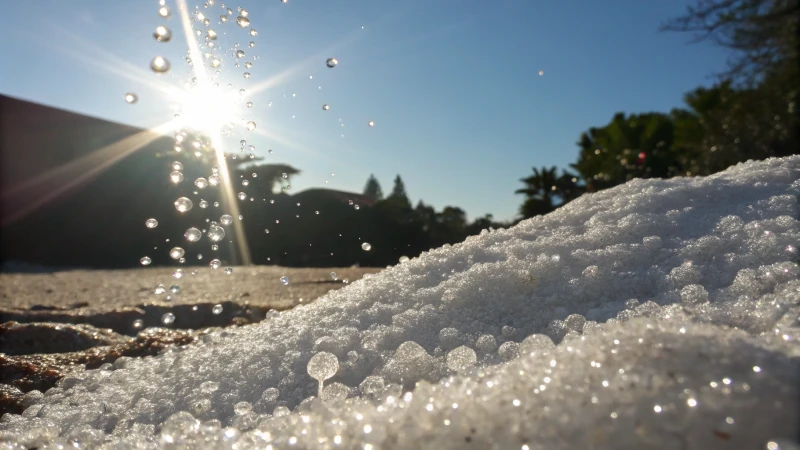 Close-up of titanium dioxide particles reflecting sunlight