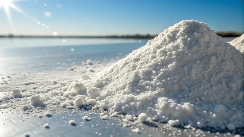 Close-up of titanium dioxide powder with sunlight reflections