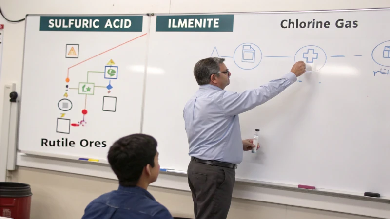 Educational diagram of titanium dioxide production processes